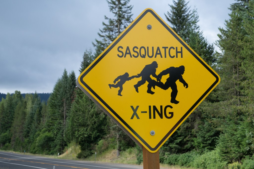 A Sasquatch crossing sign.