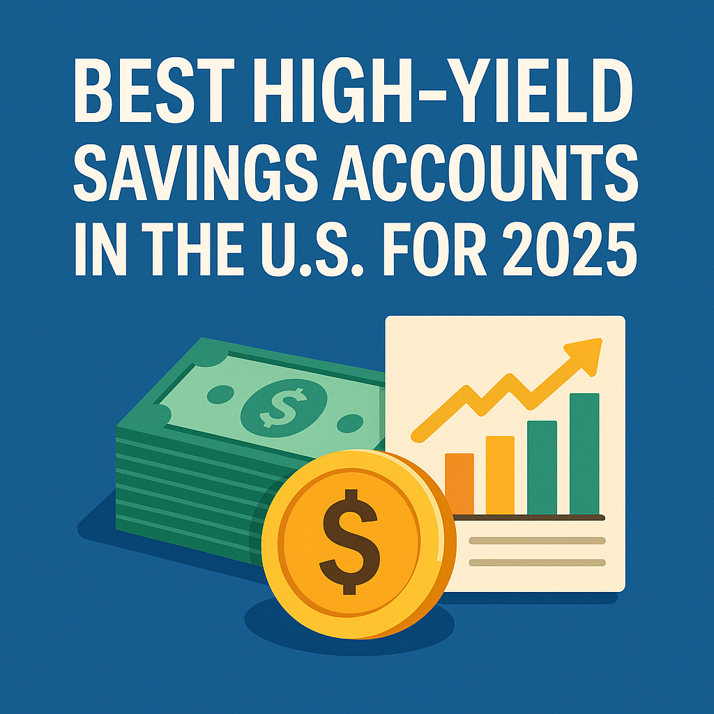 Illustration representing high-yield savings accounts with growing money, charts, and financial icons.